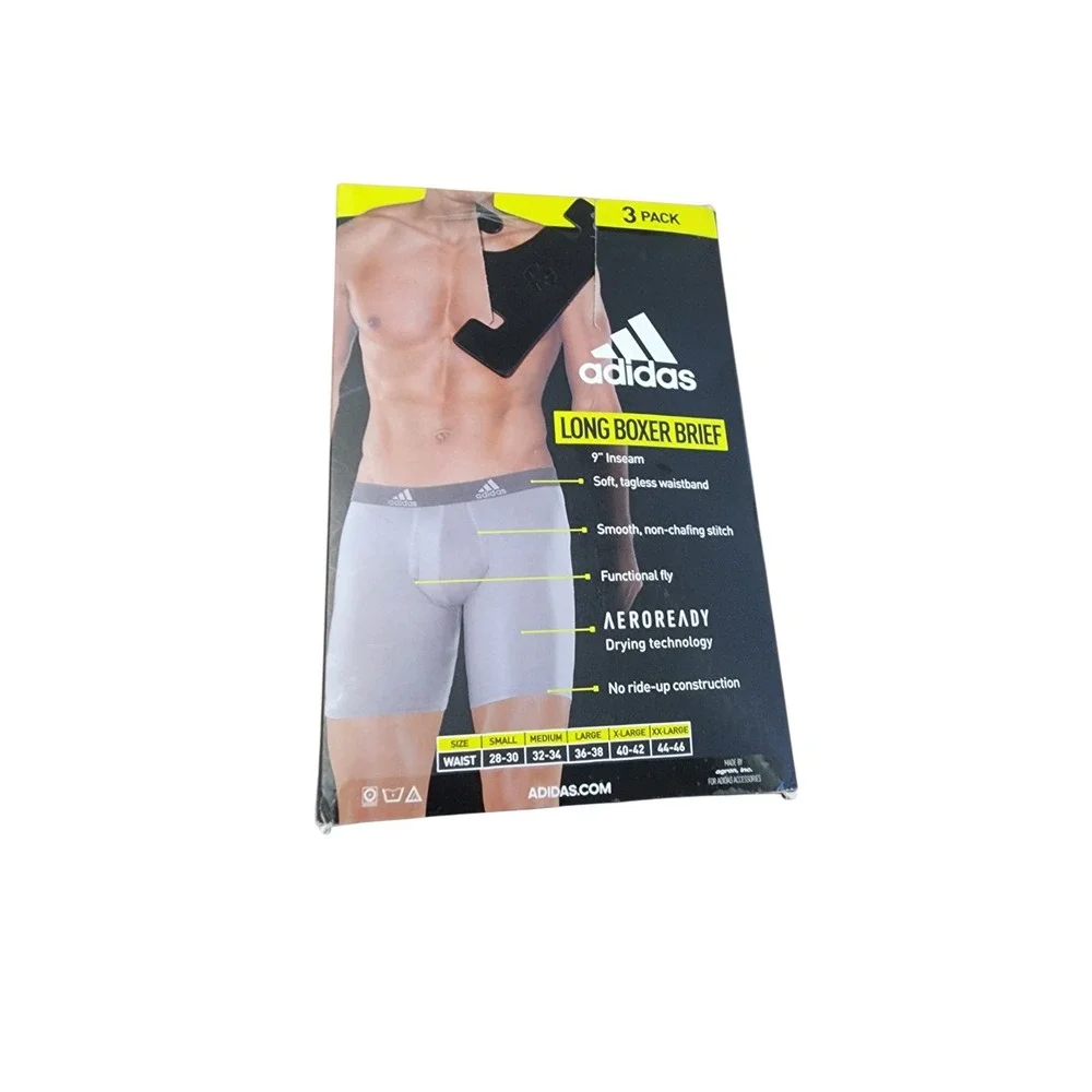 Adidas Long Boxer Briefs Men Small Black‎ New